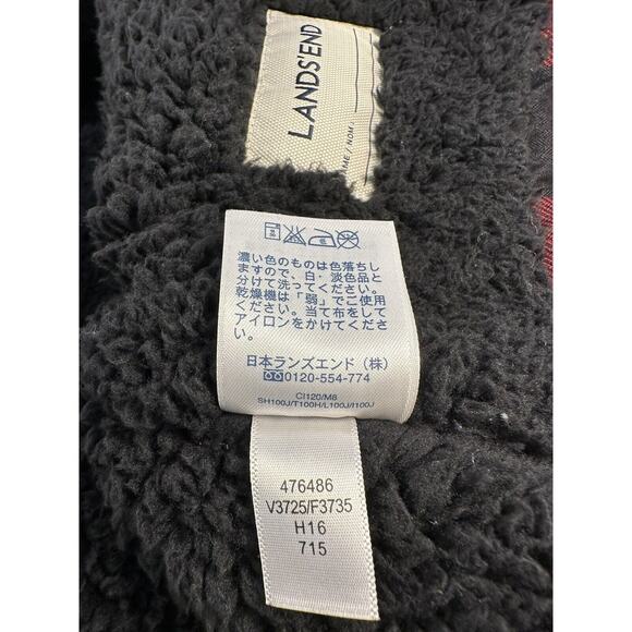 LANDS' END UNISEX READ PLAID VEST W/HOODY SHERPA LINED Size Small PERFECT! - Picture 15 of 16